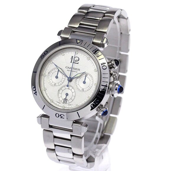 CARTIER Pasha 38mm W31030H3 Chronograph Silver Dial Automatic Men's Watch_822885 - Picture 2 of 6